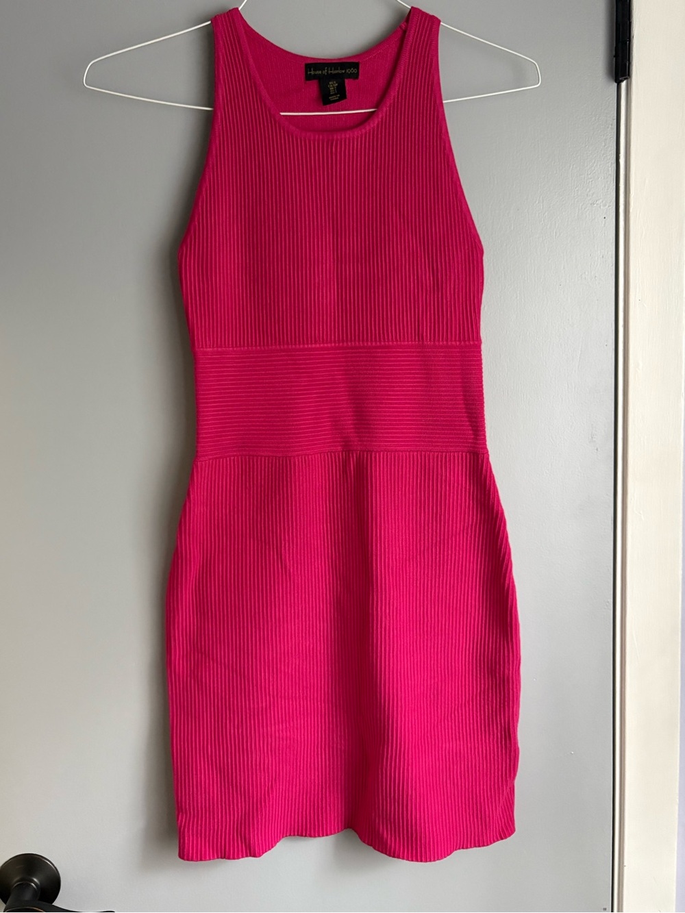 House of Harlow 1960 Ribbed Mini Dress in Hot Pink